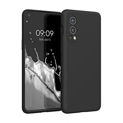 Abbildung von kwmobile Hülle kompatibel mit OnePlus Nord 2 5G Silikon Handy Case Handyhülle weiche Oberfläche kabelloses Laden Schwarz