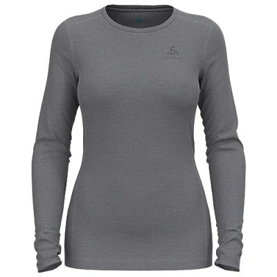 Abbildung von ODLO CREW NECK Langarmshirt, Damen, Größe: Small, Steel grey melange