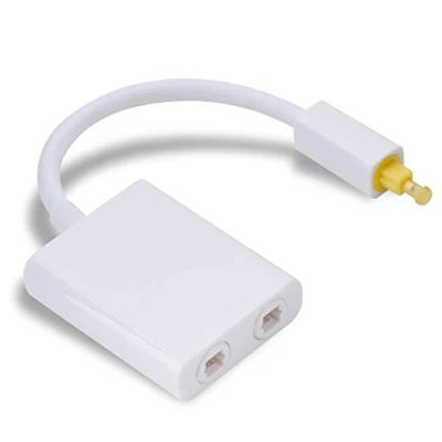 Abbildung von Zerone 1 in 2 Dual Port Audio Splitter Adapter Digitaler Toslink Optisches Glasfaser Audiokabel Konverter (Weiß)
