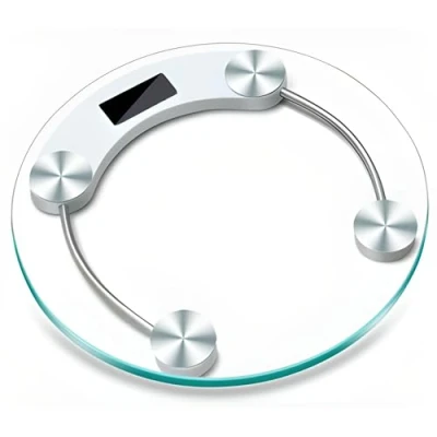 Abbildung von Retoo Digitale Personenwaage mit Step On Technologie &amp; Hochpräzise Sensoren aus gehärtetem Glas, Waage Personen LCD Display Bis 180Kg Genauigkeit 100 Gr, Gewichtswaage kg/lbs/St (Transparent)