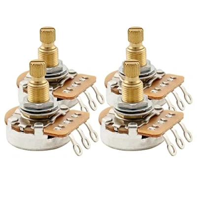 Abbildung von Musiclily Pro HD B500K Messing Metrisch Grob 18 Zähne Split Shaft Poti Linear Taper Potentiometer für E Gitarre und Bass(4er Set)