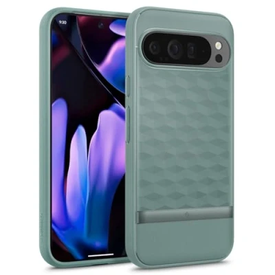 Abbildung von Caseology Parallax für Google Pixel 9 Pro XL Hülle, [Fallschutz in Militärqualität] Ergonomische 3D Hexa Würfel Hülle Salbei Grün