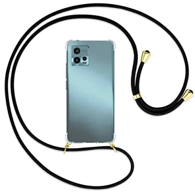 Abbildung von mtb more energy® Handykette kompatibel mit Motorola Moto G72 schwarz/Gold Smartphone Hülle zum Umhängen Anti Shock Strong TPU Case