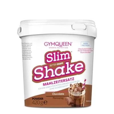 Abbildung von GymQueen Slim Queen Abnehm Shake 420g, Schokolade, Leckerer Diät zum einfachen Abnehmen, Mahlzeitersatz mit wichtigen Vitaminen und Nährstoffen, nur 250 kcal pro Portion &amp; ohne Zucker Zusatz