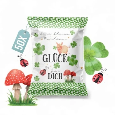 Abbildung von Logbuch Verlag 50 kleine Gastgeschenke essbar Gummibärchen Tüten Eine Portion Glück Give Away für Gäste &amp; Kunden Feste