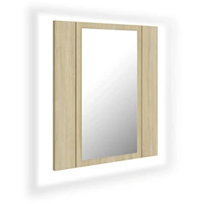 Abbildung von vidaXL LED Bad Spiegelschrank Badezimmerspiegel Badspiegel Spiegel Badschrank Badezimmerschrank Hängeschrank Wandschrank Sonoma Eiche 40x12x45cm Acryl