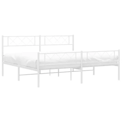Abbildung von vidaXL Bettgestell, Bettrahmen mit Kopfteil Fußteil, Metallbett Bett Lattenrost, Doppelbett Gästebett Schlafzimmer, Metall Weiß 193x203cm