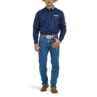 Abbildung von Wrangler Herren Premium Performance Cowboy Schnitt Regular Fit Jeans, Navy, 32W / 38L
