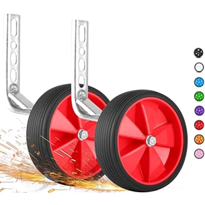 Abbildung von PROMETHEUS BICYCLES Stützräder Kinderfahrrad Stützrad Fahrrad 12 Zoll 14 16 18 für Kinder universal stabile Stahlkonstruktion mit Gummi Reifen (Rot)