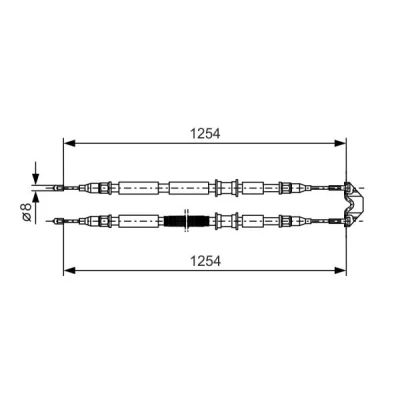 Abbildung von BOSCH 1 987 477 764 Handbremsseil 1254, 1254 OPEL: Astra G Limousine, CC, Caravan