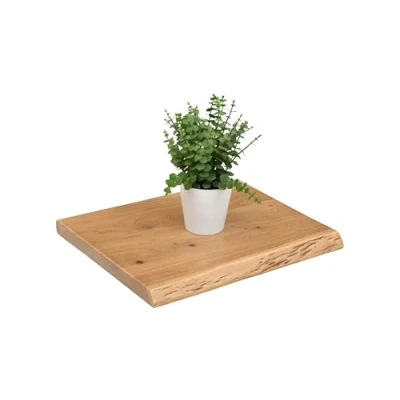Abbildung von SAM Holzplatte 40x30 cm Arya, Holzbrett Akazie massiv + eichefarben, Baumkanten Platte für Heimwerker, Regale &amp; Fensterbretter, einseitige Baumkante