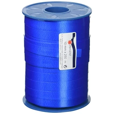 Abbildung von C.E. PATTBERG Geschenkband Royalblau, 250 Meter Ringelband 10 mm zum Basteln, Dekorieren &amp; Verpacken von Geschenken zu jedem Anlass