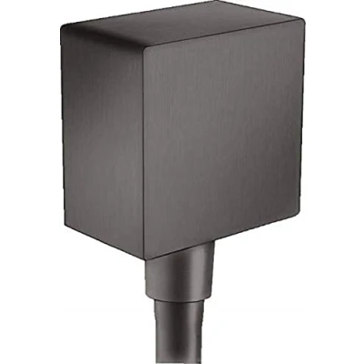 Abbildung von hansgrohe Schlauchanschluss FixFit Square, Wandanschluss mit Rückflussverhinderer, Brushed Black Chrome, Klein