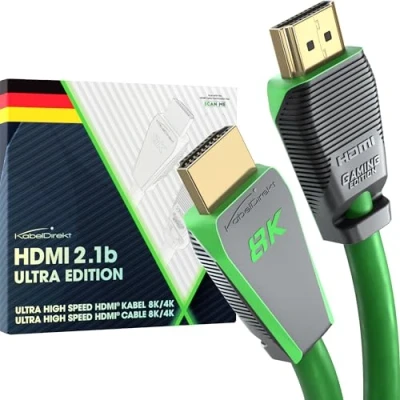 Abbildung von KabelDirekt 10K &amp; 8K HDMI Kabel, 2.1b, zertifizierte Ultra Edition für maximale Performance 3 m (48G, High Speed 2.1, 8K@60Hz/4K@144Hz, Gaming PC/PS5/Xbox, zertifiziert, grün)
