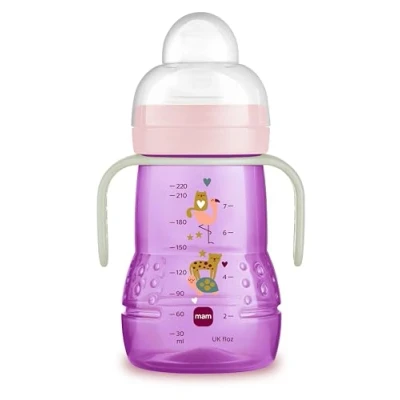 Abbildung von MAM Trainer+ (220 ml), Trinklernflasche für den Übergang zum Becher, Trinklernbecher mit tropffreiem Sauger, Trinkschnabel &amp; Haltegriff, 4+ Monate, Herz