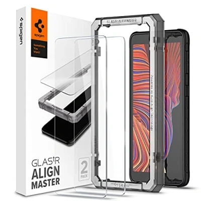 Abbildung von 2er Pack Samsung Galaxy Xcover 5 Panzerglas Spigen AlignMaster Full Cover Screenprotector Screen Protector 2