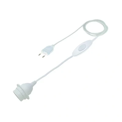 Abbildung von HALOTEC Stromkabel mit Lampenfassung und Schalter 3m E27 Fassung Kabel Lampenschirmhalterung Stecker + Weiß