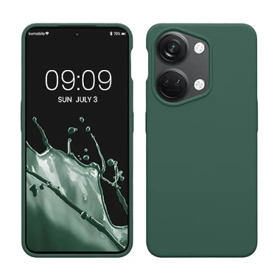 Abbildung von kwmobile Hülle kompatibel mit OnePlus Nord 3 5G Silikon Handy Case Handyhülle weiche Oberfläche kabelloses Laden Tannengrün