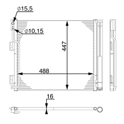 Abbildung von MAHLE ORIGINAL AC 570 000S Klimakondensator mit Trockner 488mm NISSAN: NV200 / Evalia Bus, Kasten Kombi