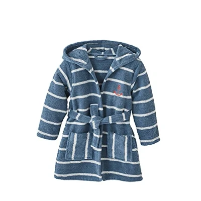 Abbildung von VERTBAUDET Kinder Bademantel Oeko Tex® blau/weiß gestreift 98/104