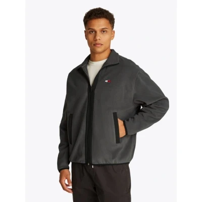 Abbildung von Tommy Jeans Badge Polar Fleecejacke, Herren, Größe: 5XL, Washed black