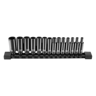 Abbildung von VEVOR Steckschlüsselsatz Set 14 teilig Muttern Entferner 6,35mm Antrieb Schwarz