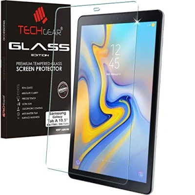 Abbildung von TECHGEAR Matt Schutzfolie kompatibel mit Samsung Galaxy Tab A 10,5 zoll (SM T590 Serie) MATTE Blendschutz Auflage, Original gehärtetes Glas Displayschutzfolie