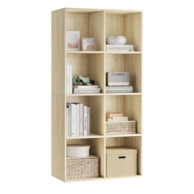 Abbildung von WOLTU Bücherregal 8 Fächer, Standregal helle Eiche, freistehendes Würfelregal, Büroregal Aktenregal Aufbewahrungsregal Raumteiler, 60x121x29,5 cm (BxHxT), SK002hei4