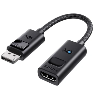 Abbildung von Cable Matters DisplayPort auf HDMI Adapter 8K mit 4K 120Hz oder 60Hz, unidirektionaler 1.4 zu in Schwarz, Stütze für RTX 3080/3090, RX 6800/6900 und vieles mehr