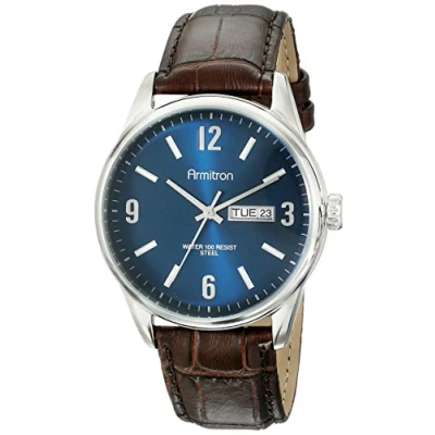 Abbildung von Armitron Herren Armbanduhr mit Krokoprägung und Lederarmband Tages /Datumsfunktion, 20/5048