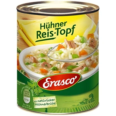 Abbildung von Erasco Hühner Reis Topf mit frischen Möhren und Kräutern 800g