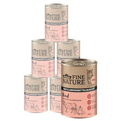 Abbildung von Dehner Fine Nature Katzenfutter, Nassfutter getreidefrei, für ausgewachsene Katzen, Rind, 6 x 400 g Dose (2.4 kg)