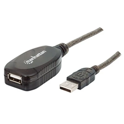 Abbildung von Manhattan 150248 Hi Speed USB 2.0 Repeater Kabel ( in Reihe schaltbar A Stecker / Buchse ) 10 m schwarz Erweiterungskabel Verlängerung
