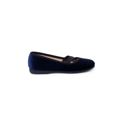 Abbildung von Pisamonas Samt Ballerinas Im Ballettstil Größe 34 Farbe Marineblau