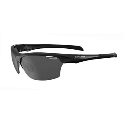 Abbildung von Tifosi Intensive Sonnenbrille mit einer Linse: kräftiges Design, bruchsichere Gläser für aktive Tragen, glänzendes Schwarz/Rauchgrau