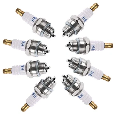 Abbildung von Dreld 8 Stück L7T Zündkerzen, Universelle Zündkerze für 2 Takt Motor, Ersatz satz, Rasenmäher Kettensäge Pinselschneider Garten Strimmer Trimmer (8 PCS)