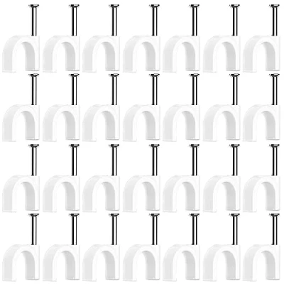 Abbildung von 100 Stück Kabelschellen,Nagelschellen,Kabel Befestigungen,Cable Clamp,Kabelklemmen Nagel,Kabelklemmen Wand,Kabelhalter Decke,Kabelschellen Nagelschellen,Mit Nagel,für Kabel,Weiß (4mm)