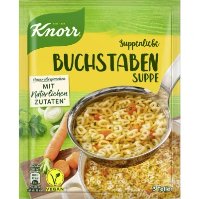Abbildung von Knorr Suppenliebe Buchstaben Suppe