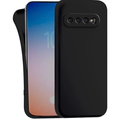 Abbildung von MyGadget Hülle kompatibel mit Samsung Galaxy S10 robuste Handyhülle TPU Case Slim Silikonhülle Back Cover Kratzfest Schutzhülle Matt Schwarz