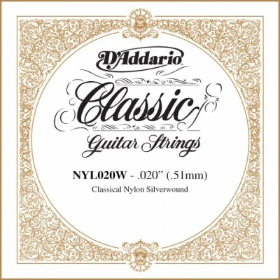 Abbildung von D&#039;Addario NYL020W Einzelsaite Konzertgitarre Wound 020 silber