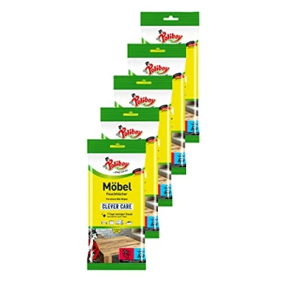 Abbildung von Poliboy Staubmeister Möbel Feuchttücher speziell für Holzoberflächen entwickelte Reinigungstücher 5er Pack 5x24 Tücher Made in Germany