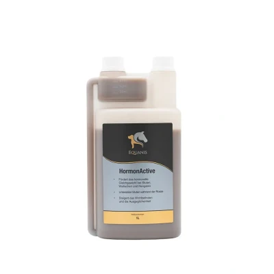 Abbildung von Equanis HormonActive Natürliche Unterstützung für den Hormonhaushalt. Mit Mönchspfeffer, Magnesium, Traubenkernmehl, Johanniskraut, Tryptophan, B12, Traubensilberkerzenextrakt und Salbei