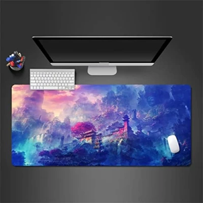 Abbildung von Großes Gaming Mauspad 700x400x2mm Märchenhafte Landschaft mit genähten Rändern,Erweitertes Mauspad,Rutschfester Naturkautschukboden,Waschbares Tastaturpad,Schreibtischunterlage für Gamer Büro