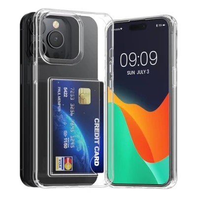 Abbildung von kwmobile Hülle kompatibel mit Apple iPhone 14 Pro Max Handyhülle Kunststoff TPU Cover Kartenfach Hartes Case Schutzhülle in Transparent