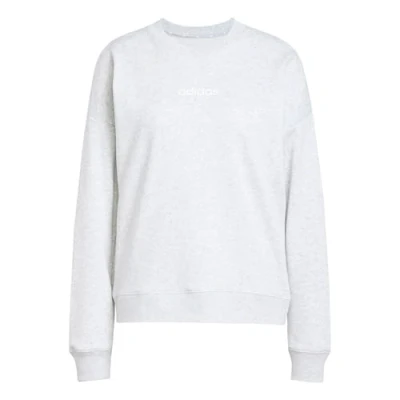 Abbildung von adidas Damen Essentials LINEAR French Terry Sweatshirt, Light Grey Heather/White, XS