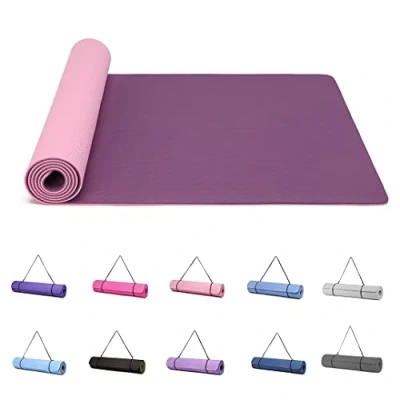 Abbildung von Good Nite Yogamatten Für Frauen Rutschfeste Strukturierte Oberflächen Gymnastikmatte Yoga Matte Dick 6 mm Mit Tragegurt Tpe Übungsmatte Pilates Gymnastik (183X61cm) (Lila/Rosa)