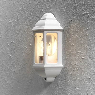 Abbildung von Konstsmide Cagliari 7011 250 Wandleuchte / B: 18cm T: 10cm H: 36cm 1x100W IP43 lackiertes Aluminium matt weiß