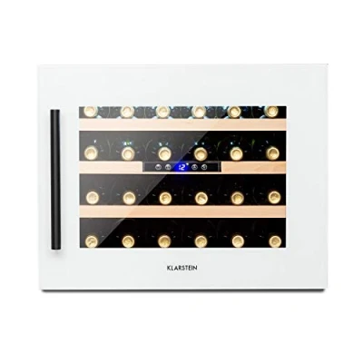 Abbildung von Klarstein Weinkühlschrank, 1 Zonen Getränkekühlschrank, Kleiner Einbau Weinschrank Schmal, 57L Wein Kühlschrank mit Glastür, Indoor/Outdoor Flaschenkühlschrank, Wine Fridge 5 22C, 24 Flaschen