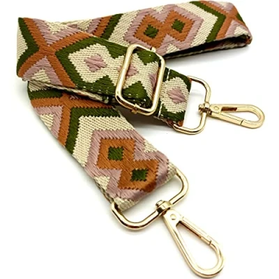 Abbildung von Verstellbarer Schultergurt für Taschen Braun Grün, Taschengurte zum Wechseln, Taschengurt Breit mit Karabiner Gold, 80 130 cm Tragegurt Tasche Damen Schulterriemen, Moderne Handtasche, 3.8cm, 44