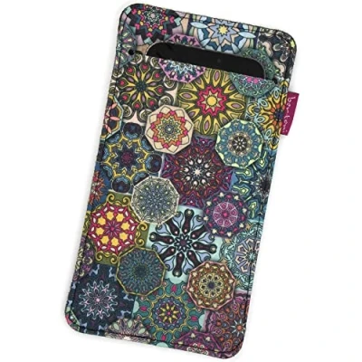 Abbildung von Handytasche bertoni aus Filz für Smartphone z.B. iPhone 14/14 Pro Max/13/13 Pro/12/11, Galaxy S23+/S22 Ultra/S21+/S20, Redmi Note, Pixel 7/6 Damen Handy Hülle mit Stoff Filztasche (XXL, Valencia)